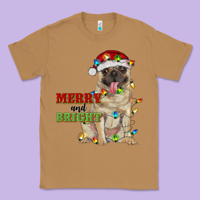 Merry And Bright Pug Classic Tee Designed By Ranaportraitstore