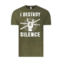 Vintage Olive i destroy silence drum set drummer gift Vintage Tee - linhVisuals