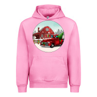 Fuchsia Pink Christmas farm Christmas Urban Hoodie - BarkalooDesign