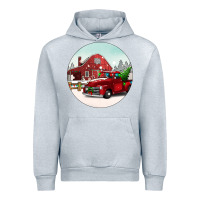 Heather Grey Christmas farm Christmas Urban Hoodie - BarkalooDesign
