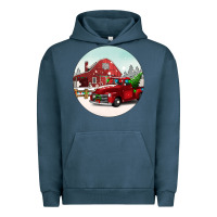 Pigment Midnight Navy Christmas farm Christmas Urban Hoodie - BarkalooDesign
