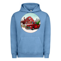 Pigment Pebble Blue Christmas farm Christmas Urban Hoodie - BarkalooDesign