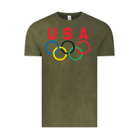 Vintage Olive OLYMPIC RINGS Vintage Tee - linhVisuals