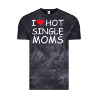 Cloud Black i love hot single moms tee red heart hot mother milf mommy t shirt Vintage Tee - linhVisuals