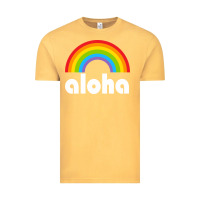 Vintage Mustard Aloha Rainbow Hawaii 808 Island Hawaiian Vintage Tee - linhVisuals
