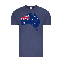 Vintage Denim Australia Map Flag Drawing Line Art Vintage Tee - linhVisuals