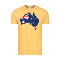 Vintage Mustard Australia Map Flag Drawing Line Art Vintage Tee - linhVisuals
