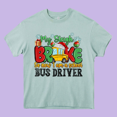 My Sleigh Broke So Now I Am A School Bus Driver Heavy Core Tee Designed By Maliassmallbusiness