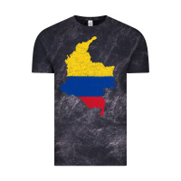 Cloud Black colombia Flag Map Drawing Line Art Vintage Tee - linhVisuals