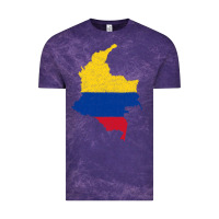 Cloud Purple colombia Flag Map Drawing Line Art Vintage Tee - linhVisuals