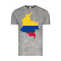 Cloud Rock colombia Flag Map Drawing Line Art Vintage Tee - linhVisuals