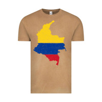 Colombia Flag Map Drawing Line Art Vintage Tee | Teevron