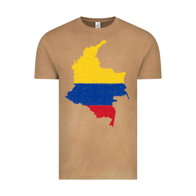 Colombia Flag Map Drawing Line Art Vintage Tee by linhVisuals | Teevron