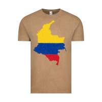 Vintage Coffee colombia Flag Map Drawing Line Art Vintage Tee - linhVisuals