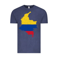 Vintage Denim colombia Flag Map Drawing Line Art Vintage Tee - linhVisuals