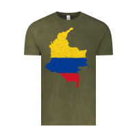 Vintage Olive colombia Flag Map Drawing Line Art Vintage Tee - linhVisuals