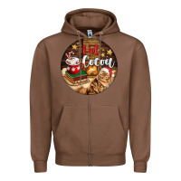 Chestnut Hot Cocoa With Cat Zipper Hoodie - FaDigitalArtStudio