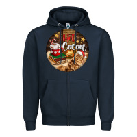 Navy Hot Cocoa With Cat Zipper Hoodie - FaDigitalArtStudio