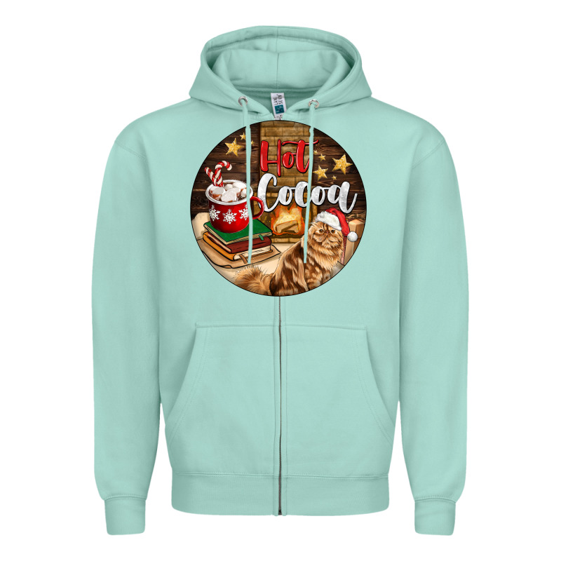 Hot Cocoa With Cat Zipper Hoodie by FaDigitalArtStudio | Teevron