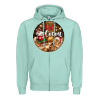Seafoam Hot Cocoa With Cat Zipper Hoodie - FaDigitalArtStudio