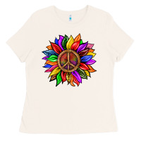 Bone Pride LGBTQ+ Sunflower With Peace Ladies Tee - BundleAndBundleShop