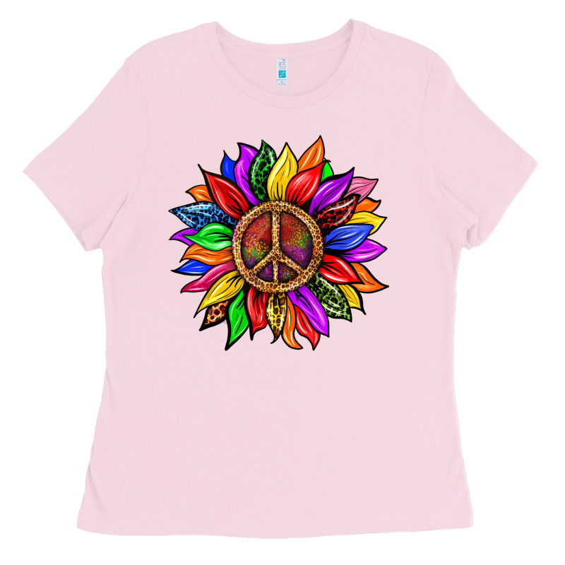 Pride Lgbtq+ Sunflower With Peace Ladies Tee by BundleAndBundleShop | Teevron