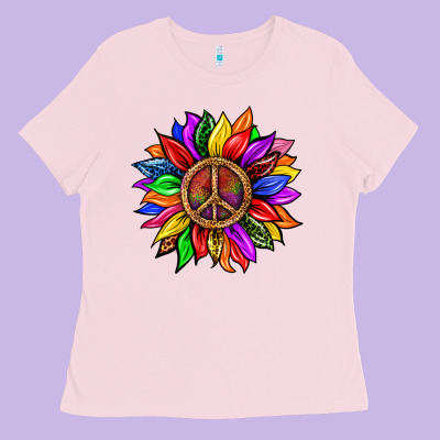 Pride Lgbtq+ Sunflower With Peace Ladies Tee Designed By Bundleandbundleshop