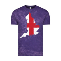 Cloud Purple england Flag Map Drawing Line Art Vintage Tee - linhVisuals