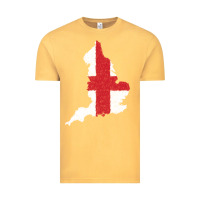 Vintage Mustard england Flag Map Drawing Line Art Vintage Tee - linhVisuals