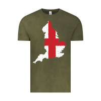 Vintage Olive england Flag Map Drawing Line Art Vintage Tee - linhVisuals