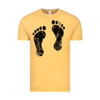 Vintage Mustard 70's footprints   footprint Vintage Tee - linhVisuals