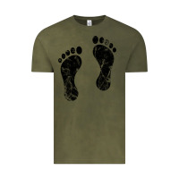 Vintage Olive 70's footprints   footprint Vintage Tee - linhVisuals