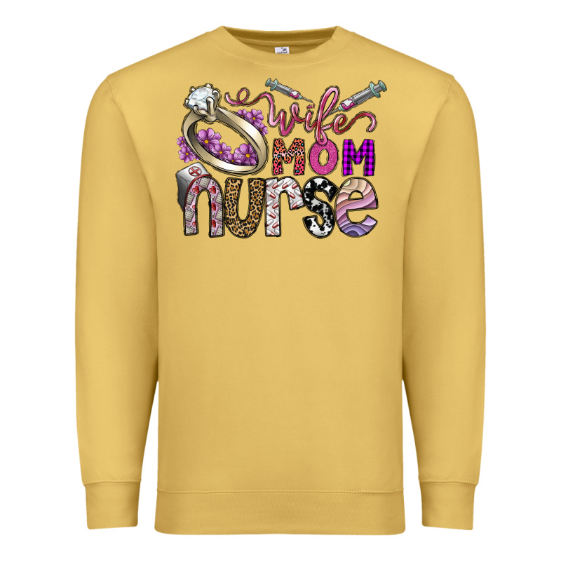 Wife Mom Nurse Premium Sweatshirt by SublimationCraftShop | Teevron