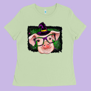 Pig Halloween Ladies Tee Designed By Ranaportraitstore
