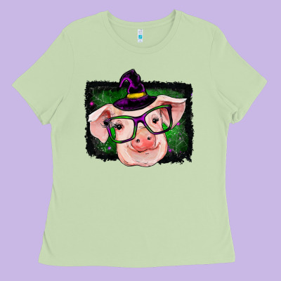 Pig Halloween Ladies Tee Designed By Ranaportraitstore