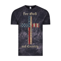 Cloud Black for god and country cross american flag faith us patriotic tank top Vintage Tee - linhVisuals