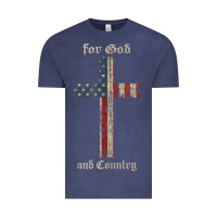 Vintage Denim for god and country cross american flag faith us patriotic tank top Vintage Tee - linhVisuals