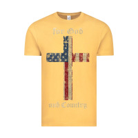 Vintage Mustard for god and country cross american flag faith us patriotic tank top Vintage Tee - linhVisuals