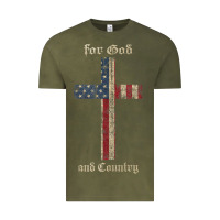Vintage Olive for god and country cross american flag faith us patriotic tank top Vintage Tee - linhVisuals