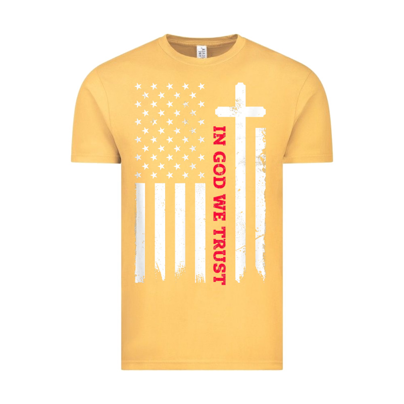 In God We Trust With Patriotic Vintage American Flag T Shirt Vintage Tee by linhVisuals | Teevron