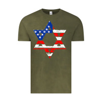 Vintage Olive hanukah american flag star of david   jewish chanukah t shirt Vintage Tee - linhVisuals