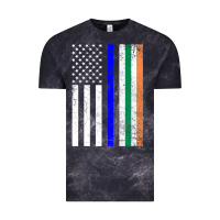 Cloud Black irish american flag thin blue line police st. patrick's day long sleev Vintage Tee - linhVisuals