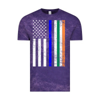 Irish American Flag Thin Blue Line Police St. Patrick's Day Long Sleev Vintage Tee | Teevron