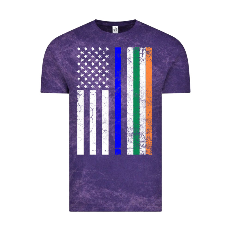 Irish American Flag Thin Blue Line Police St. Patrick's Day Long Sleev Vintage Tee by linhVisuals | Teevron