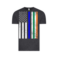 Vintage Black irish american flag thin blue line police st. patrick's day long sleev Vintage Tee - linhVisuals