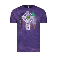 Cloud Purple irish american usa flag celtic cross st patrick's day premium t shirt Vintage Tee - linhVisuals