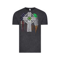 Vintage Black irish american usa flag celtic cross st patrick's day premium t shirt Vintage Tee - linhVisuals