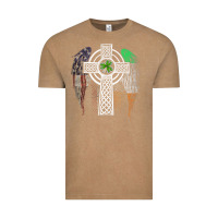 Vintage Coffee irish american usa flag celtic cross st patrick's day premium t shirt Vintage Tee - linhVisuals