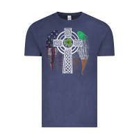 Vintage Denim irish american usa flag celtic cross st patrick's day premium t shirt Vintage Tee - linhVisuals