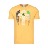 Vintage Mustard irish american usa flag celtic cross st patrick's day premium t shirt Vintage Tee - linhVisuals